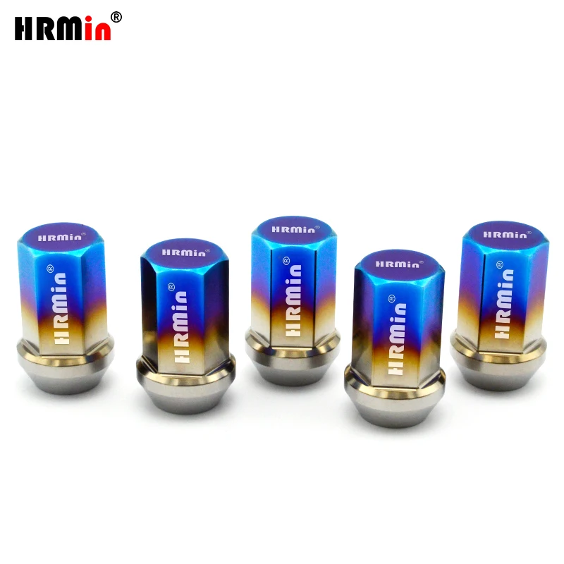 HRMin 10.9 grade Gr.5 titanium cone seat wheel nuts titanium lug nuts M14*1.5mm for Jeep, Land rover,Tesla, Cherokee,Jaguar,VW