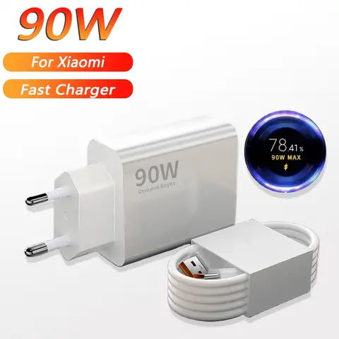 90W 6A Turbo Fast Wall Charger for Xiaomi 11 12 Lite 13T 14 Ultra Redmi Note 11T 12T 13 15Pro POCO F4 X5 USB Type C Charge Cable