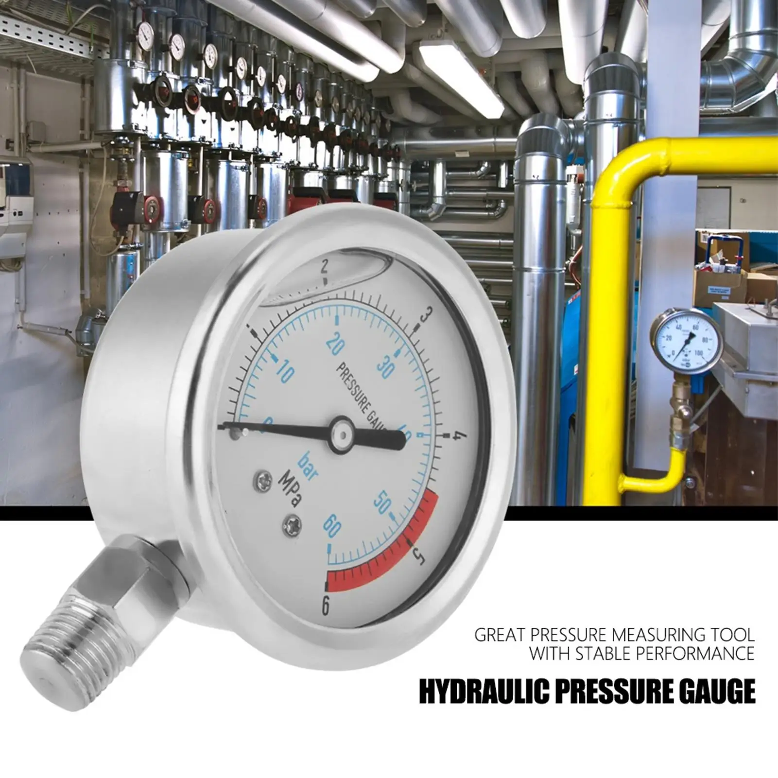 1/4 NPT أداة قياس المياه الهيدروليكية مقياس الضغط 60 مللي متر مقياس الضغط الطلب 0-60Bar 0-6MPa