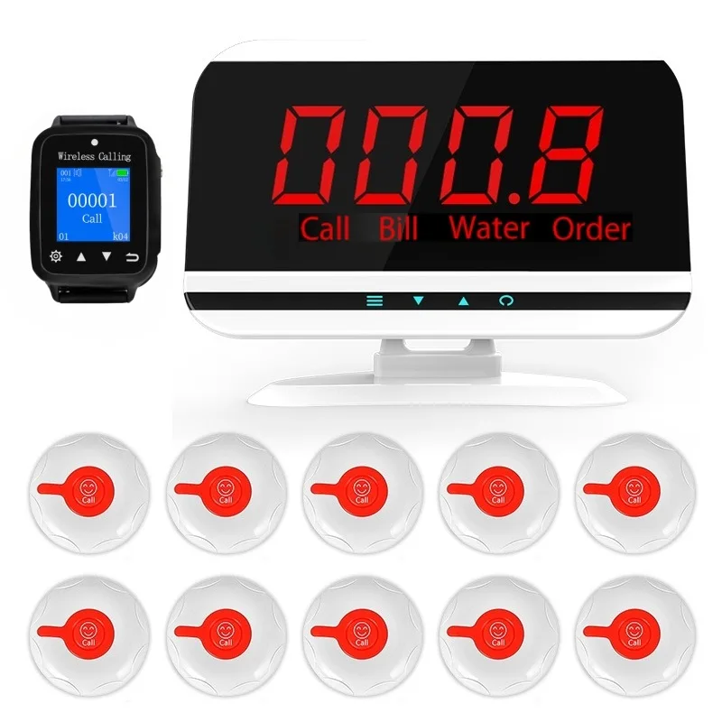 Wireless Calling Pager System Guest Table Call Button Paging Waiter Pager Receiver Beeper Service Calling System for Restaurant