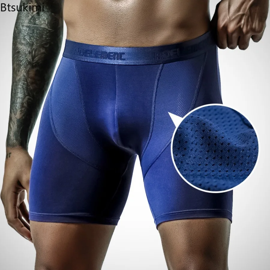 

2025 Sports Underwear Men's Anti-Wear Leg Professional Running Fitness Tight Long Leg Quick-Drying Extended Boxer Briefs for Men