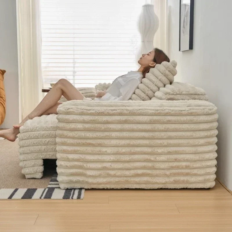 Multifunktionales Geradliniges Modernes Luxus-Cordsofa Elektrisch Ausziehbares Schlafsofa Wabi-Sabi-Stil Wohnzimmer Stoffsofa