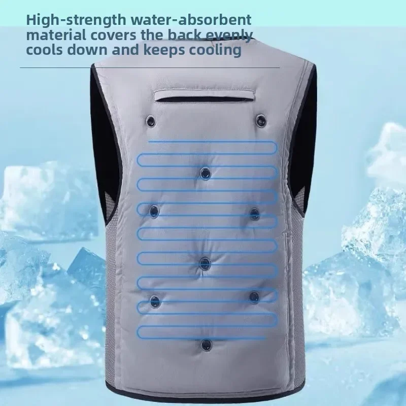Summer Ice Vest Men's -15 ℃ Physical Cooling Sleeveless Working Vests Men Portable Fishing Air Conditioning Refrigeration Jacket