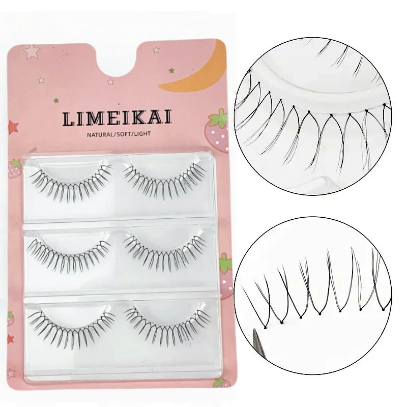 3 paia di ciglia finte a forma di U, morbide e confortevoli fatte a mano, aspetto naturale, trucco occhi, ideale con penna eyeliner