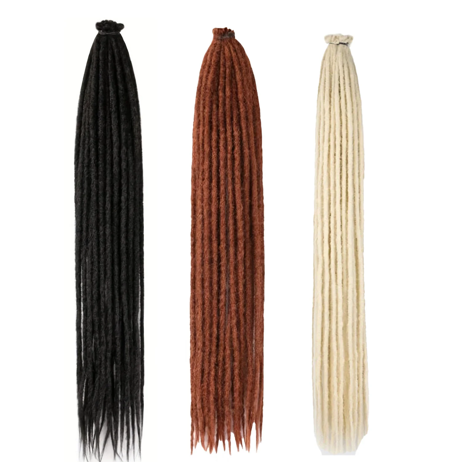 Extensiones de rastas de doble punta de 24 pulgadas, extensiones de rastas sintéticas rectas, extensiones de rastas de hebras