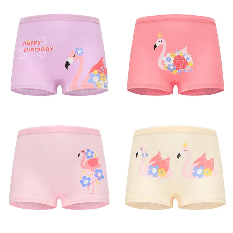 4 Pieces/lot Design Children\'s Girls Panties Cotton Soft Pretty Cartoon Unicorn Child Underwear for Girls Kids Boxer Breathable