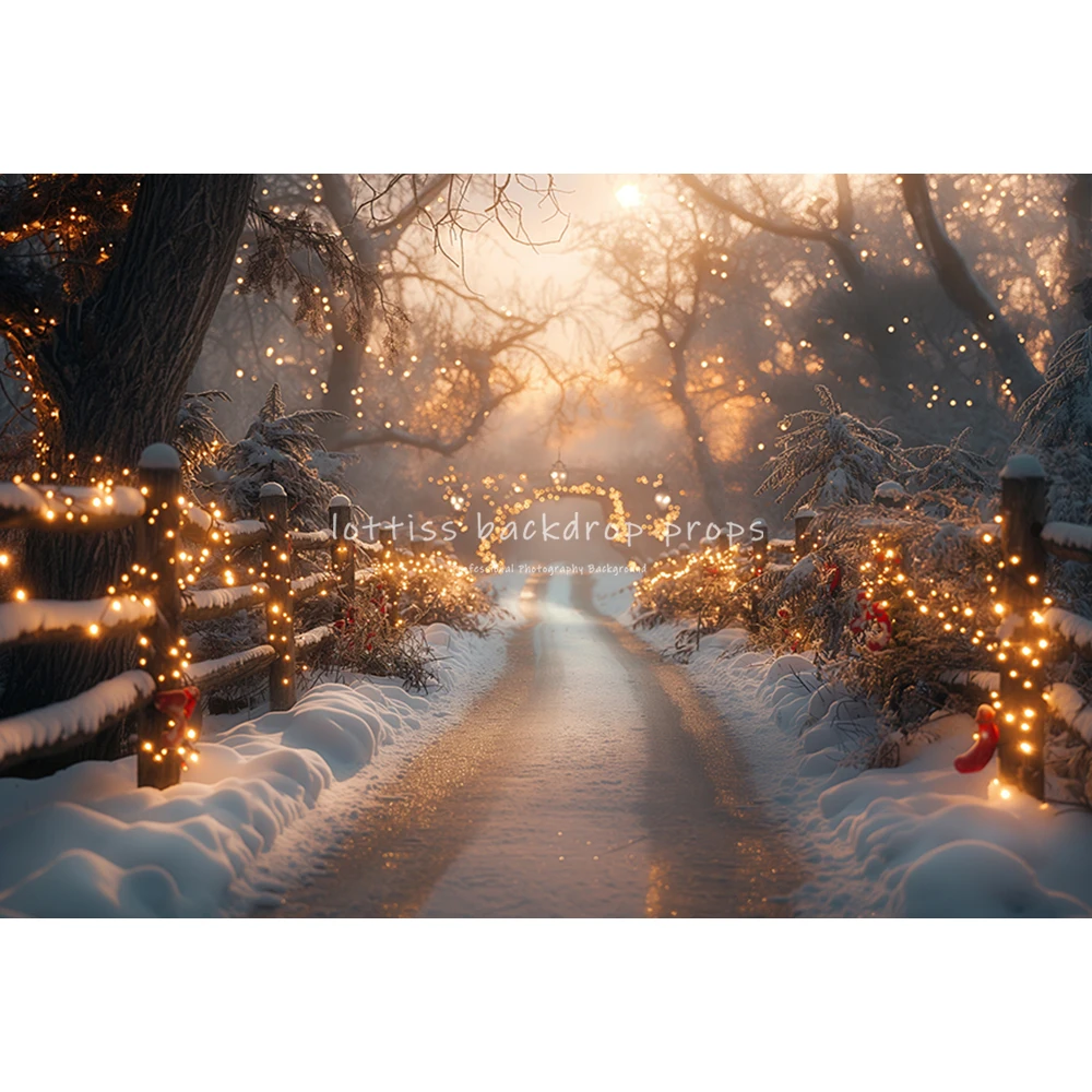 Winter Snowy Forest Backdrops Kids Family Photography Child Adult Photocall Decors Snowflake Jungle Path Backgrounds