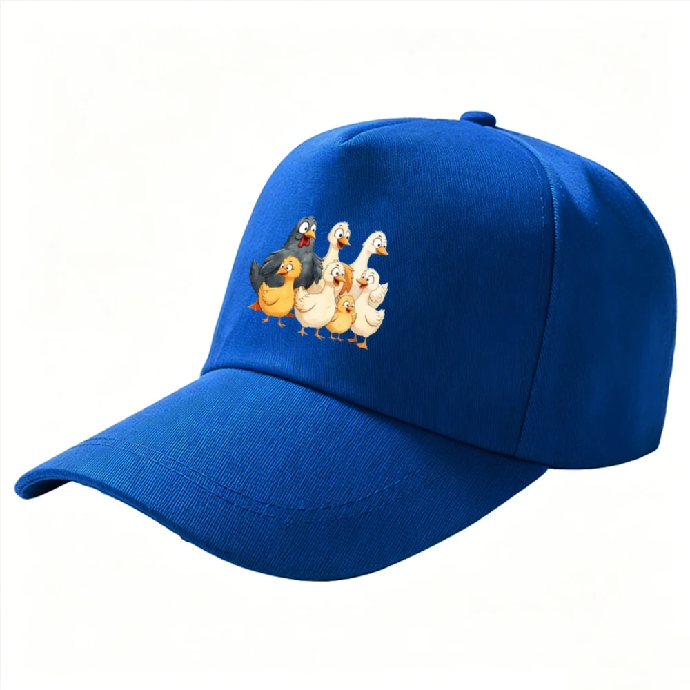 Cartoon Chicken Duck Flock Animal Print Baseball Cap Cute Farm Creature Adjustable Dad Hat Casual Outdoor Sun Trucker Hat Gift