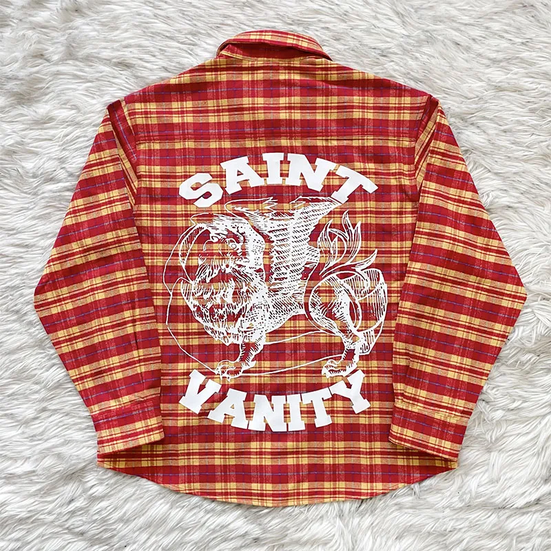 

Saint Vani Casual Plaid irt Jaet Red And Yellow ids Мужская длинная све-стойка Осенняя верхняя одежда