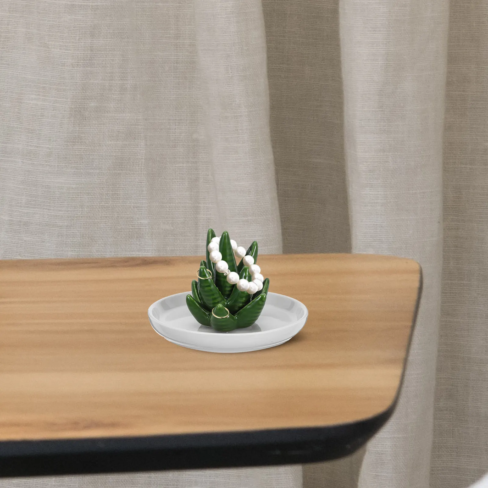 

Ceramic Jewelry Display Tray Succulent Aloe Ring Holder Cactus Dish Decorative Jewelry Plate Organizer for Rings Necklaces