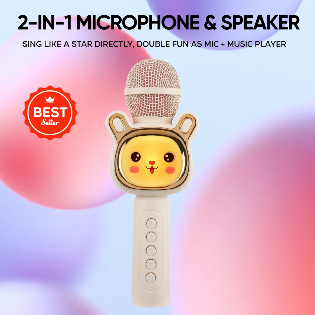 

Kids Wireless Karaoke Microphone, 2-In-1 Speaker, TWS Pairing, Colorful LED, All-in-One Karaoke Microphone Birthday Gift Toy