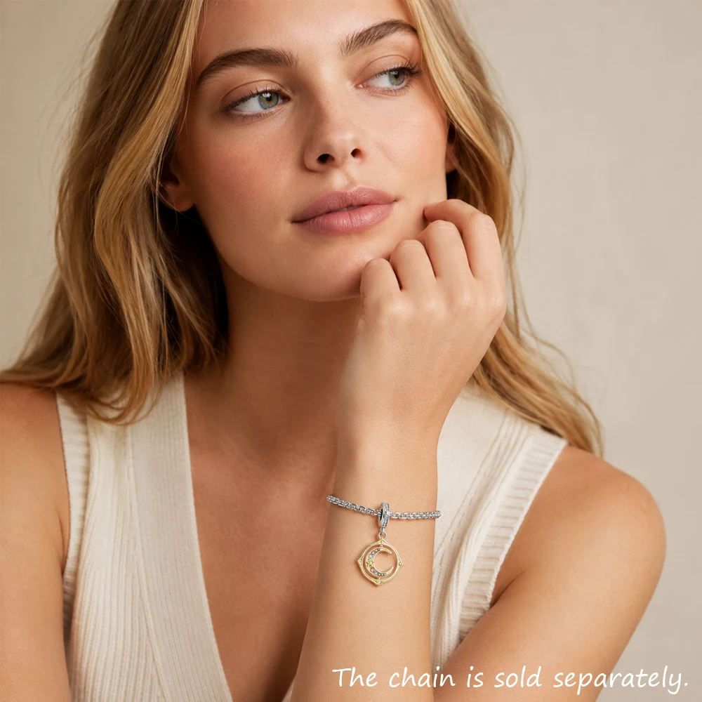 Charm Pendant Rotated Moon Colorful Brand New Europe Jewelry For Women Romantic Gift 925 Sterling Silver