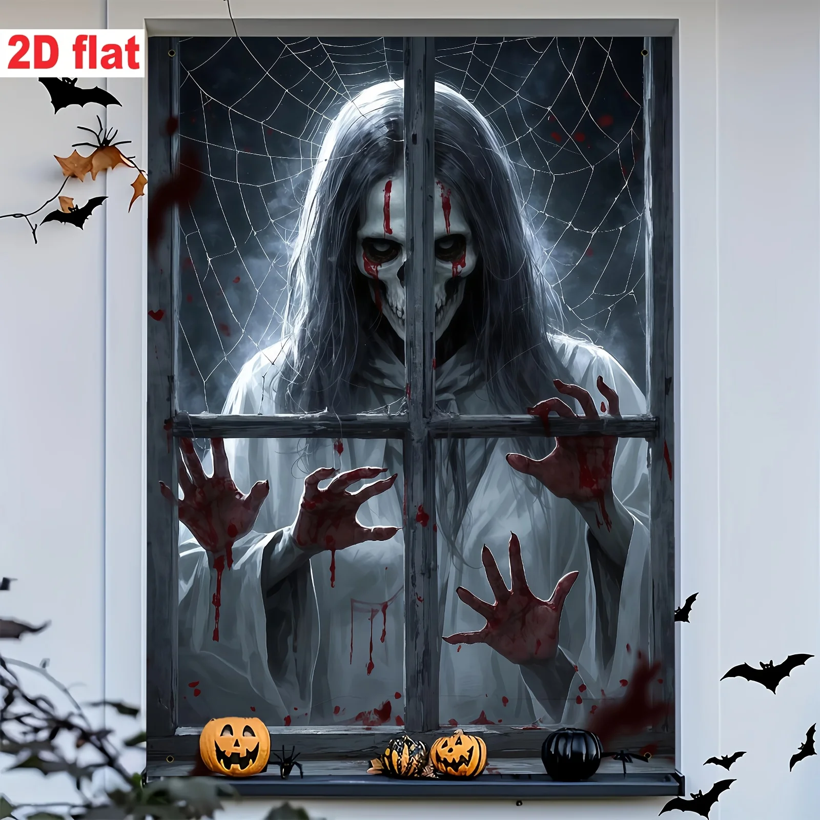 2D-Flachbanner 1 STÜCK Fensterdekorationen mit ätherischen Totenkopf-Designs kreieren eine spannende Atmosphäre
