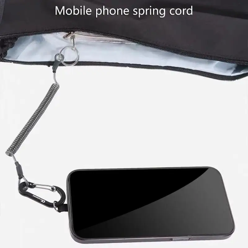 Karabiner-Telefonhalter, einziehbarer Federschnur-Zug-Telefonhalter mit Anti-Rutsch-Clip und Verriegelungskarabiner D2RD – Detail 10