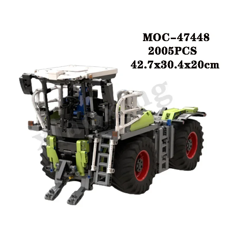 Blocos de construção do trator do veículo agrícola para adultos e crianças, modelo do brinquedo da partícula da montagem, presente DIY, MOC47448, 2005Pcs, novo