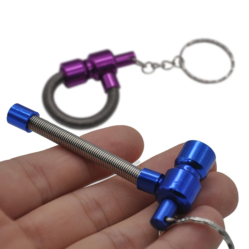 76mm Mini Portable Creative Metal Spring Pipe Portable Tobacco Pipe With Key Chain Cigarett Accessories