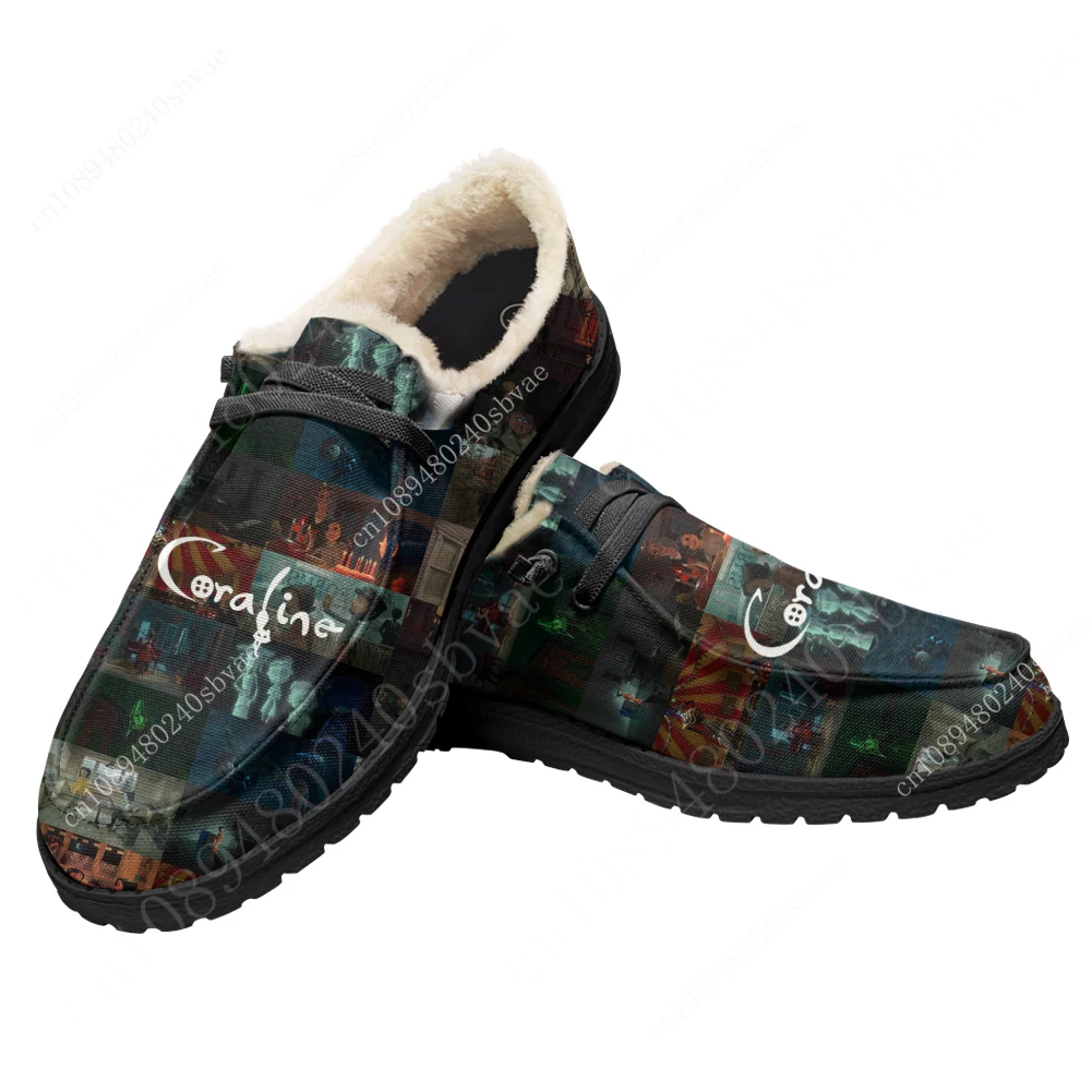 Coraline The Secret Door Plush Flat Shoes Breathable Outdoor Sneakers Lightweight Shoes Custom Shoes Footwear Custom Made Shoe