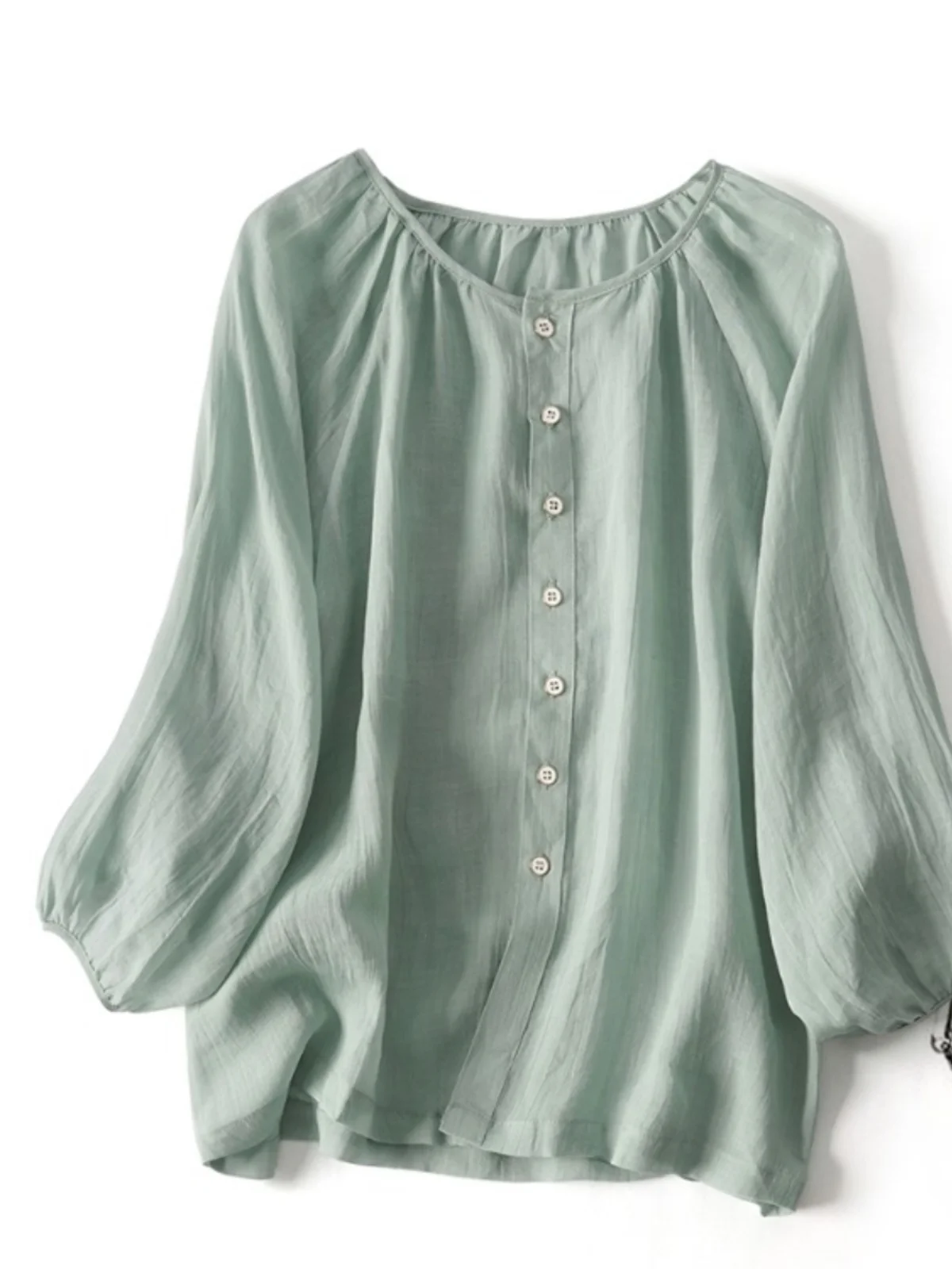 

Ретро льняной круглый Ne irt женский летний легкий свободный семи четвертей фонарь Све солнцезащитный открытый кардиган хлопок L...