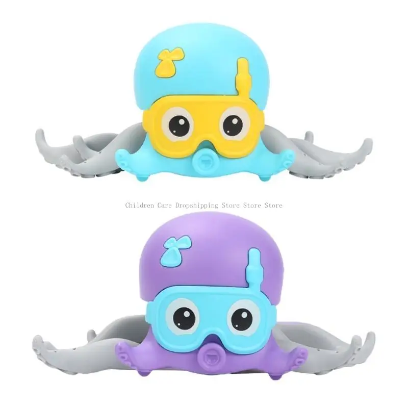 Bite-Free Bathtub Toy Octopus Vehicle Interactive for Play Water Floating Clockwork Toy Gift for Baby Bathing Outdoor To