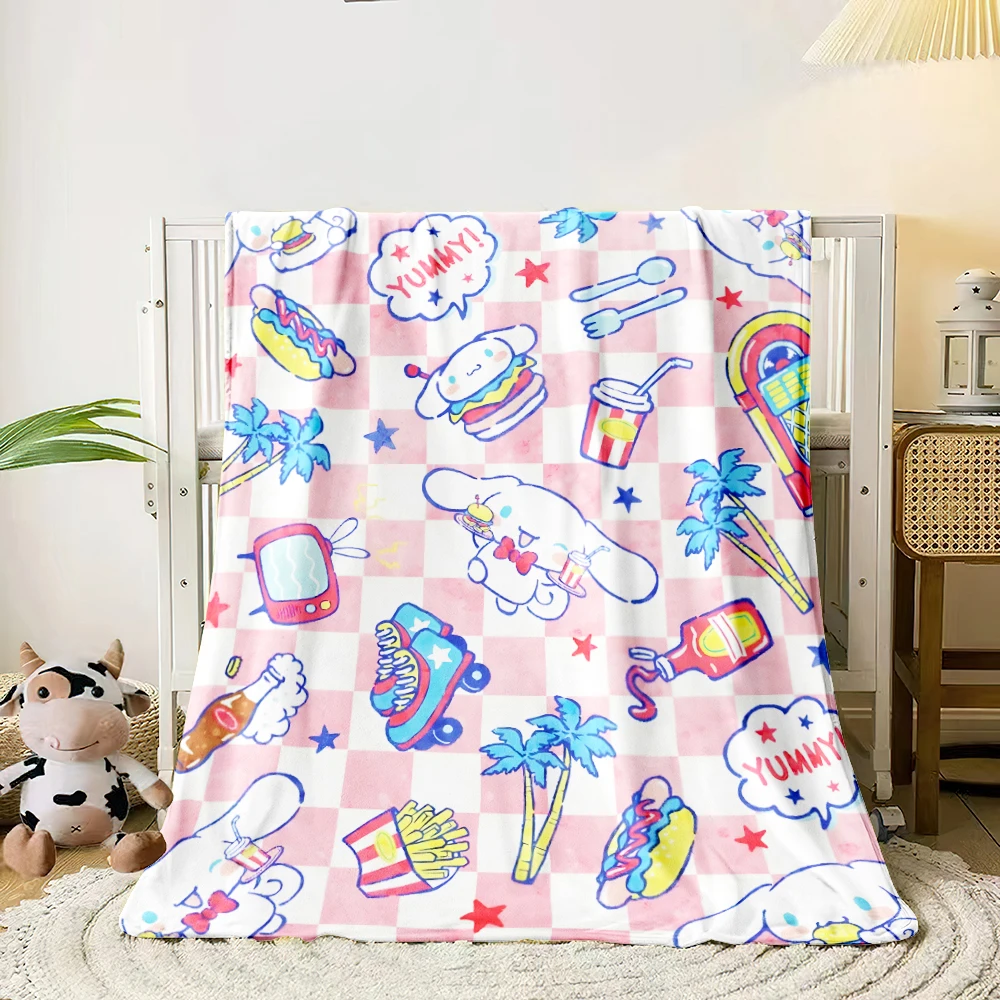 Cinnamoroll HD Printed  Blanket,Lightweight Flannel Throw for Bed, Travel, Camping, Livingroom, Office, Couch,Chair