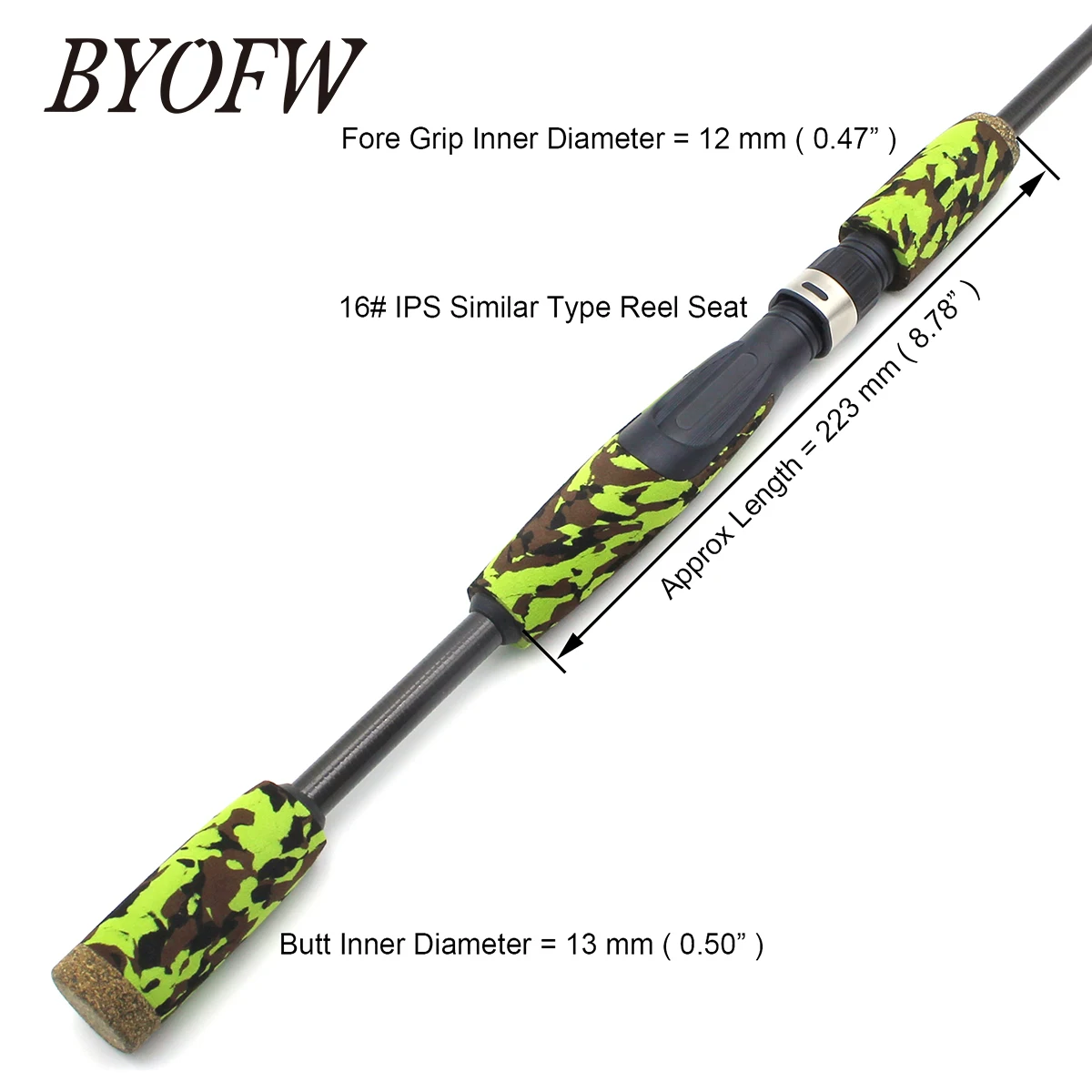 Imagem -02 - Byofw-eva Foam Butt Spinning Vara de Pesca Handle Kit Camo Verde Split Grip 16 Ips Assento Carretel Similar Pole Building Repair