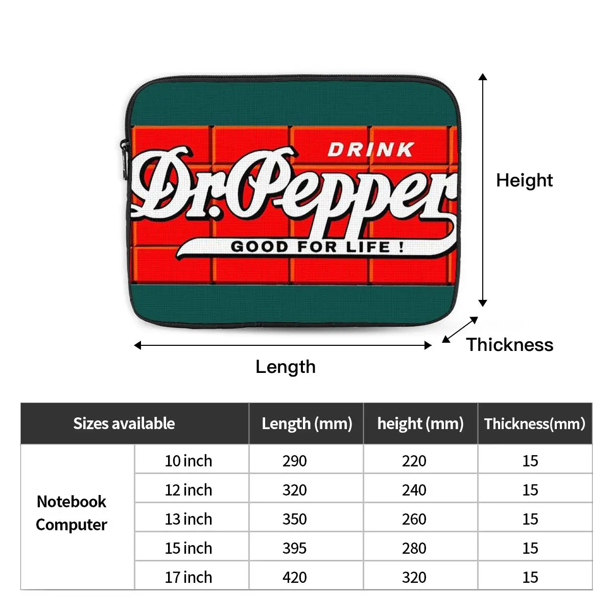 Dr Pepper Good For Life Notebook Laptop Bag Case Pouch 10 12 13 15 17 Inch Notebook Sleeve Cover Bag Tablet Shockproof Case Bag