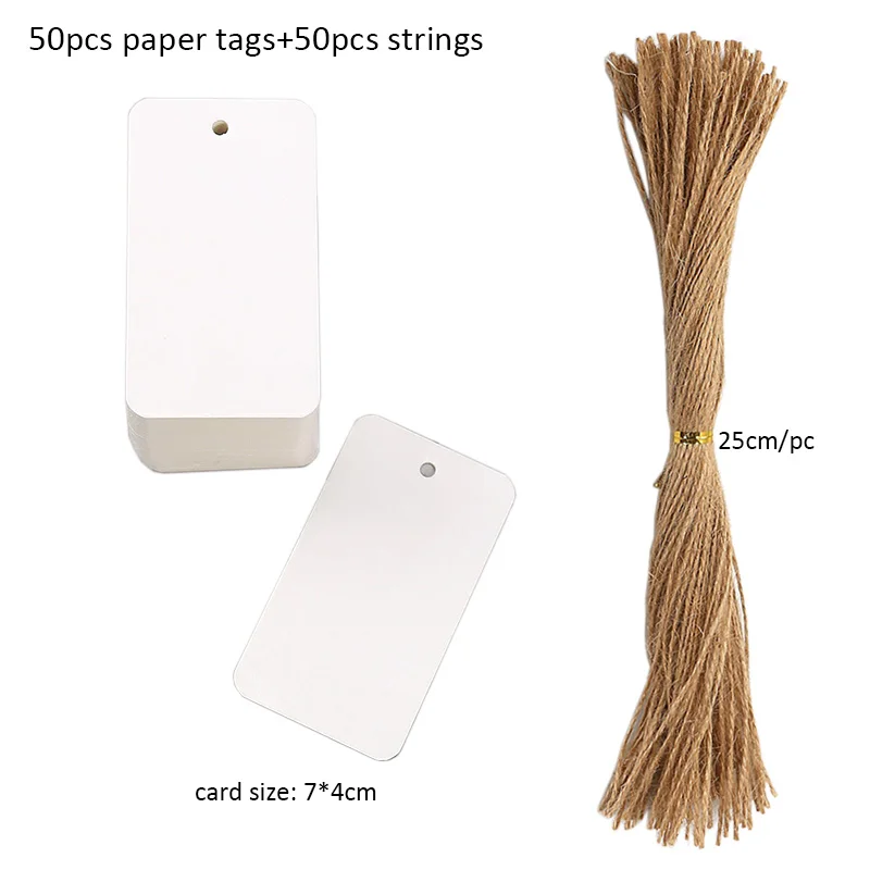 Kraft Paper Tags with Strings, 50pcs