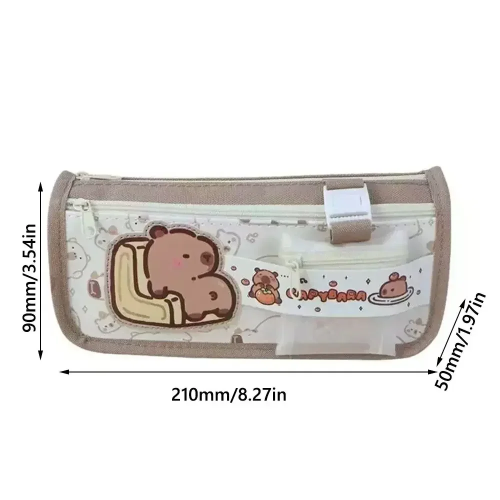 New Capybara Pen Bag Zipper Design Large Capacity Pencil Case Multilayer Stationery Organizer Students