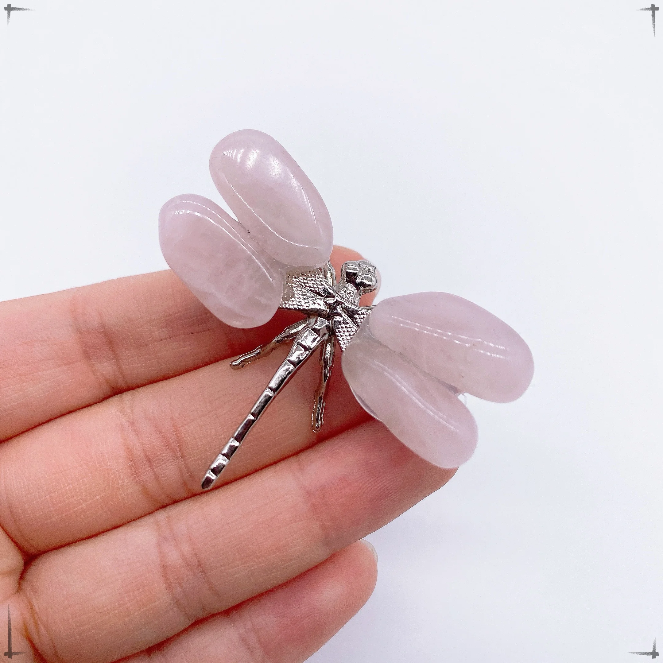 6-7CM Natural Rose Quartz Stone Dragonfly Spar Figurine Craft Handmade DIY  Children Gift Home Garden Decoration Office Decor