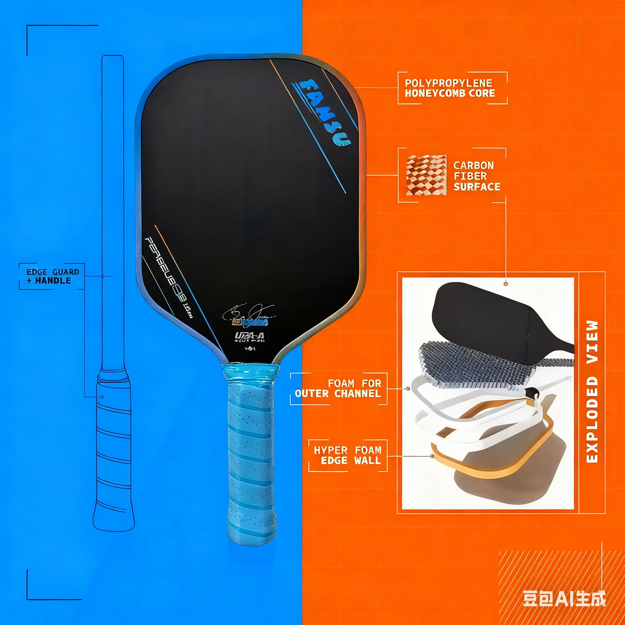 FANSU 3S Pickleball PaddlGen 3s الدفع الأساسية Pickleball مجداف Hyperion T700 بن جونز ألياف الكربون الحرارية Unibody16mm #1