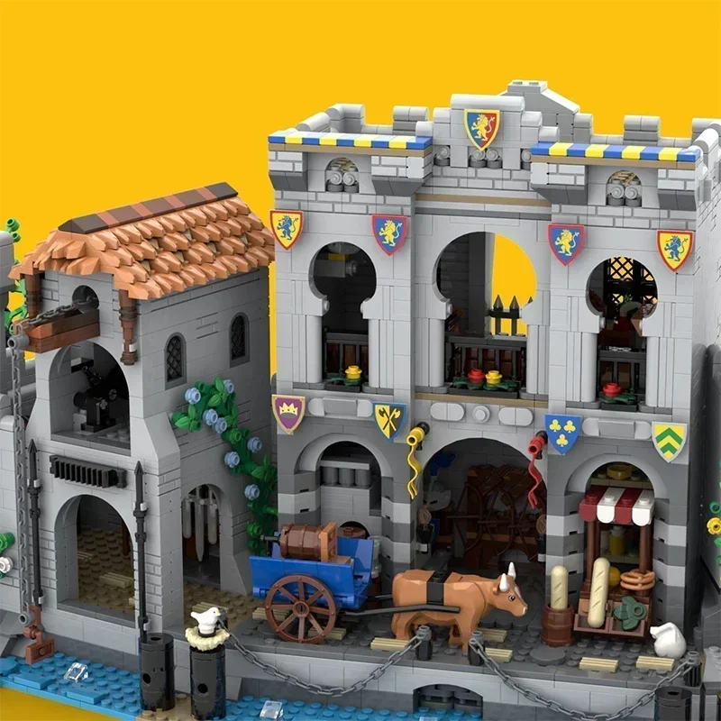 스트리트 뷰 모델 Moc 빌딩 벽돌 사자 전사 성 포트 기술 모듈 형 블록 선물 크리스마스 장난감 DIY 세트 조립