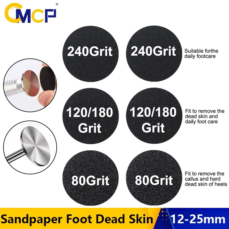 CMCP Sandpaper Foot Dead Skin 12-25mm Small Wheel Pedicure File Flexible Grinding Disc Tools Cuticle Callus Remoner Tools