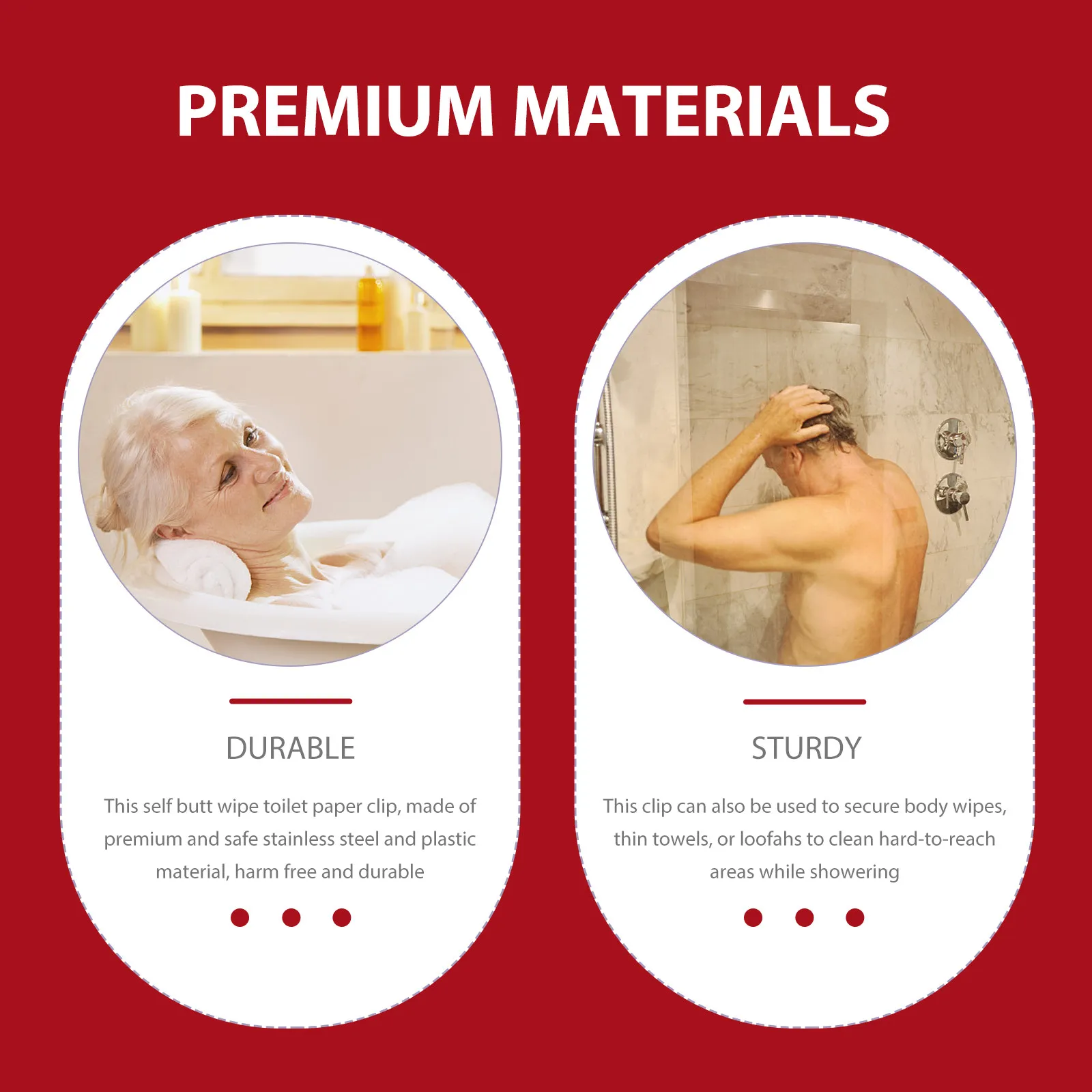 Self Butt Wipe Toilet Paper Clip Premium Stainless Steel Assist Tool for Disabled Pregnant Obese People Bathroom Aid Wiping