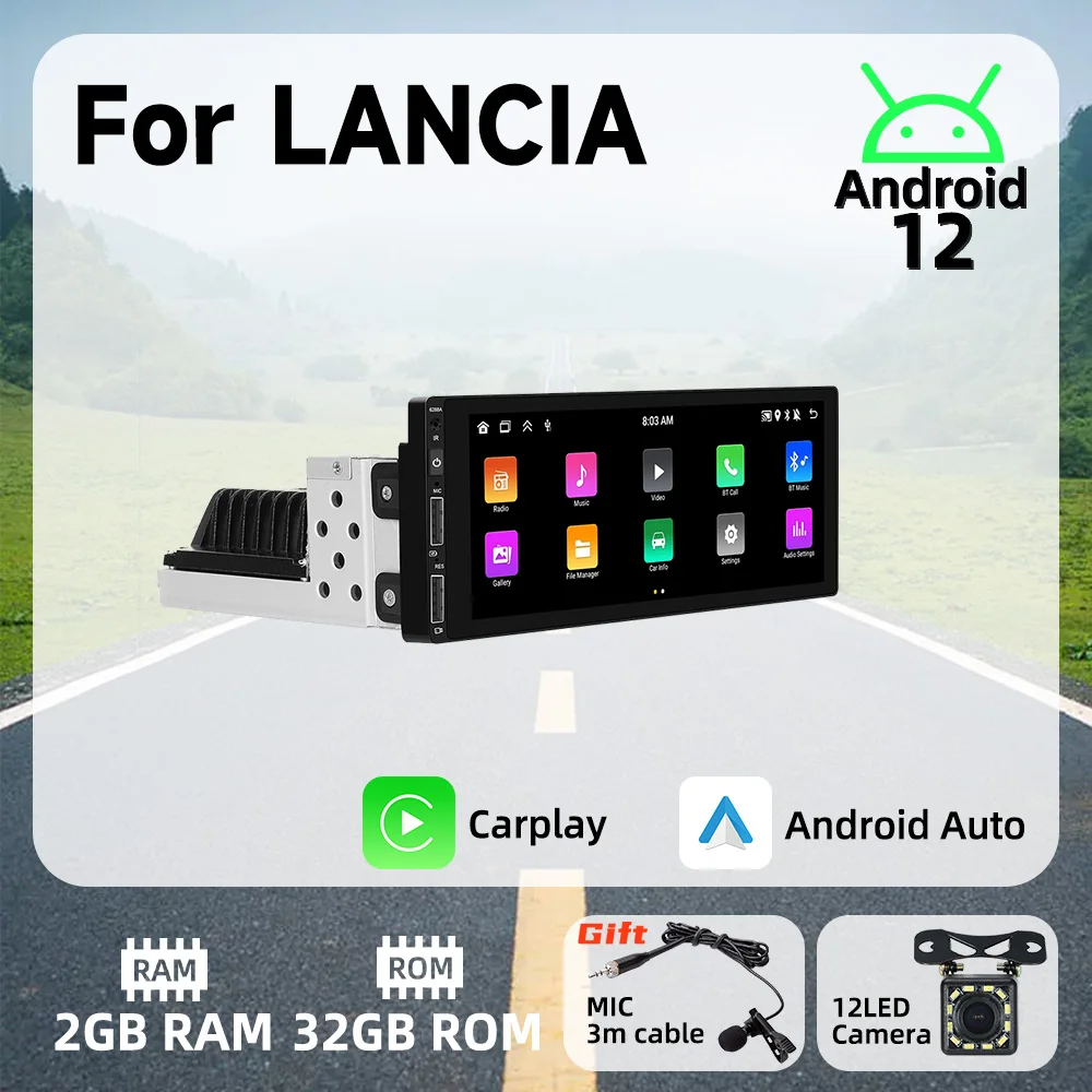 

6.9" 1 Din Android Radio Car Multimedia Player for LANCIA Android Auto Stereo Head Unit Carplay Autoradio GPS Navigation BT Wifi