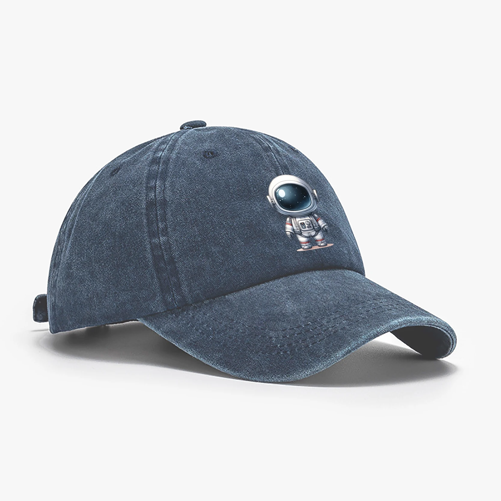 Cool Little Astronaut Print Women's Baseball Cap, Trucker Hat Raw Hem Inelastic Breathable Stylish Snapback Baseball Hat, For Id