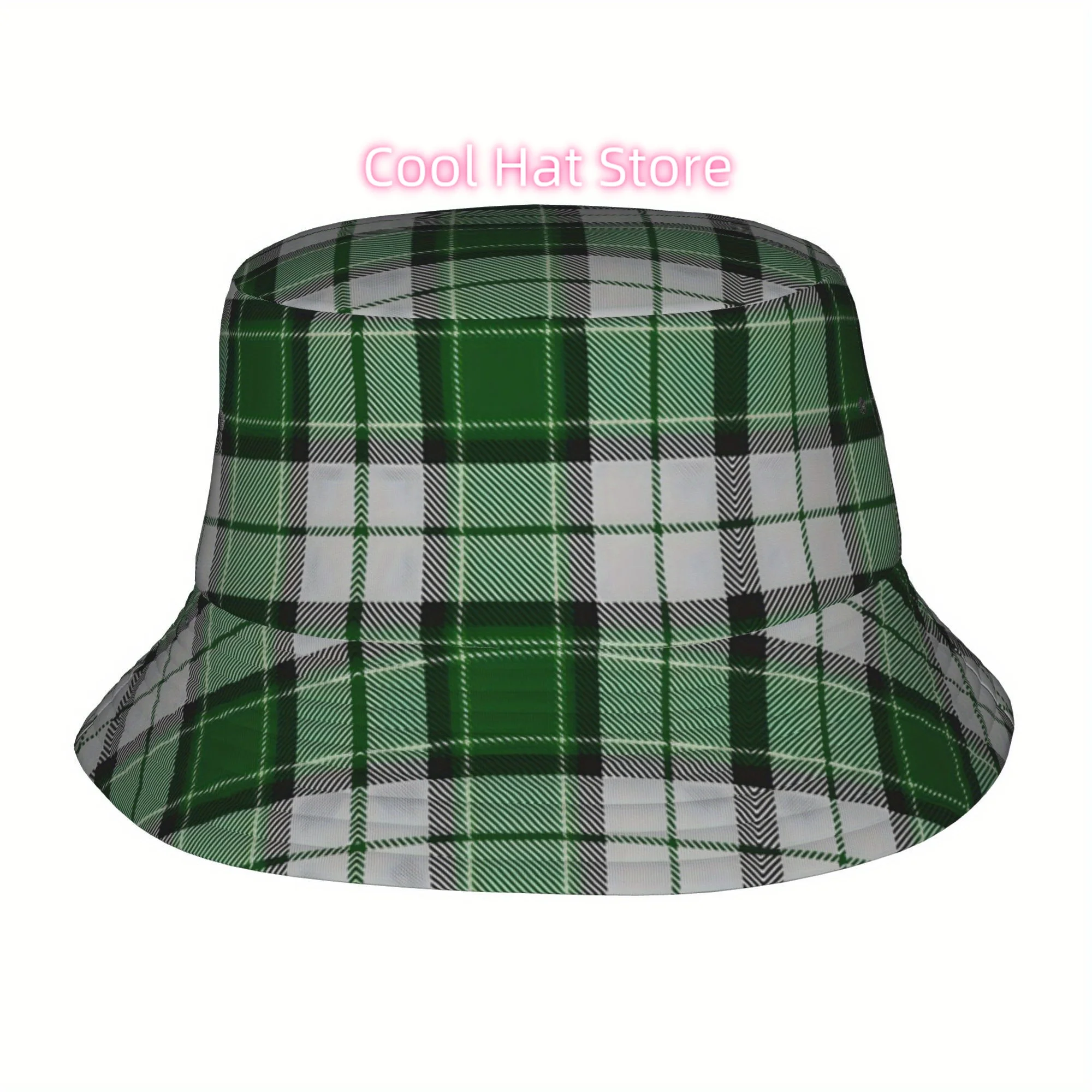 1pc, Grid Line Printed Fisherman Hats, Men's and Women's Bucket Hats for Outdoor Parties, Beaches and Festivals - Lightweight Su
