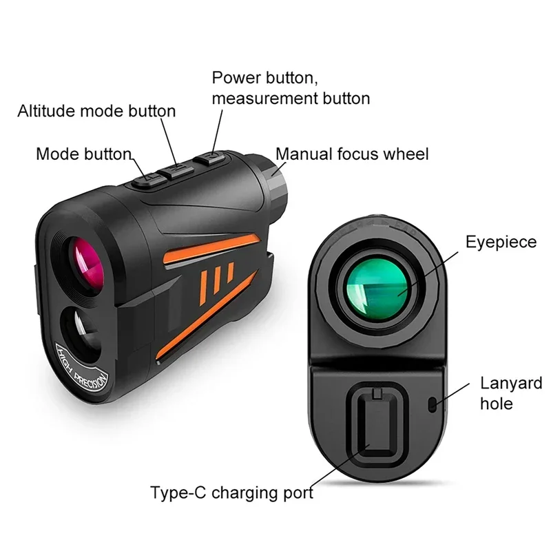 جهاز تحديد المدى بالليزر للجولف للصيد مع منحدر تعويض 1800 متر لتكبير مقياس مسافات لاعبي الجولف 6X
