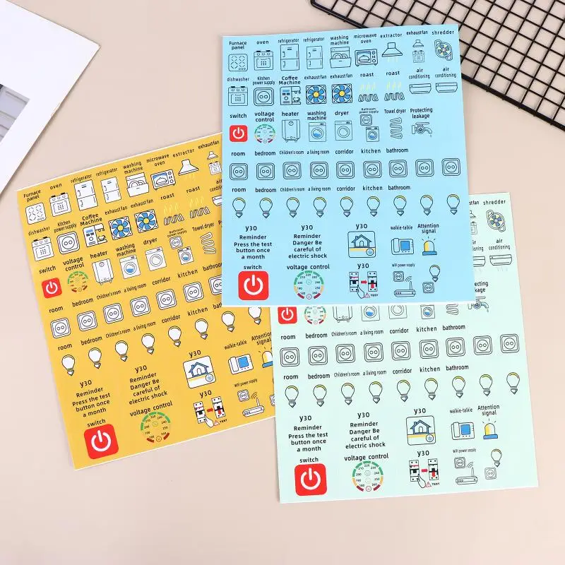 English Version Circuit Breaker Panel Sticker 2/5 Sheets Self Adhesive Waterproof Electric Box Decorative Label