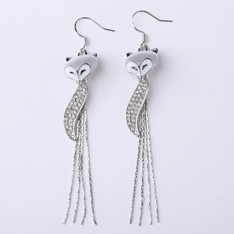 أقراط عصرية على شكل ثعلب للنساء أقراط متدلية من حجر الراين أنيقة للحفلات والارتداء اليومي هدية مجوهرات