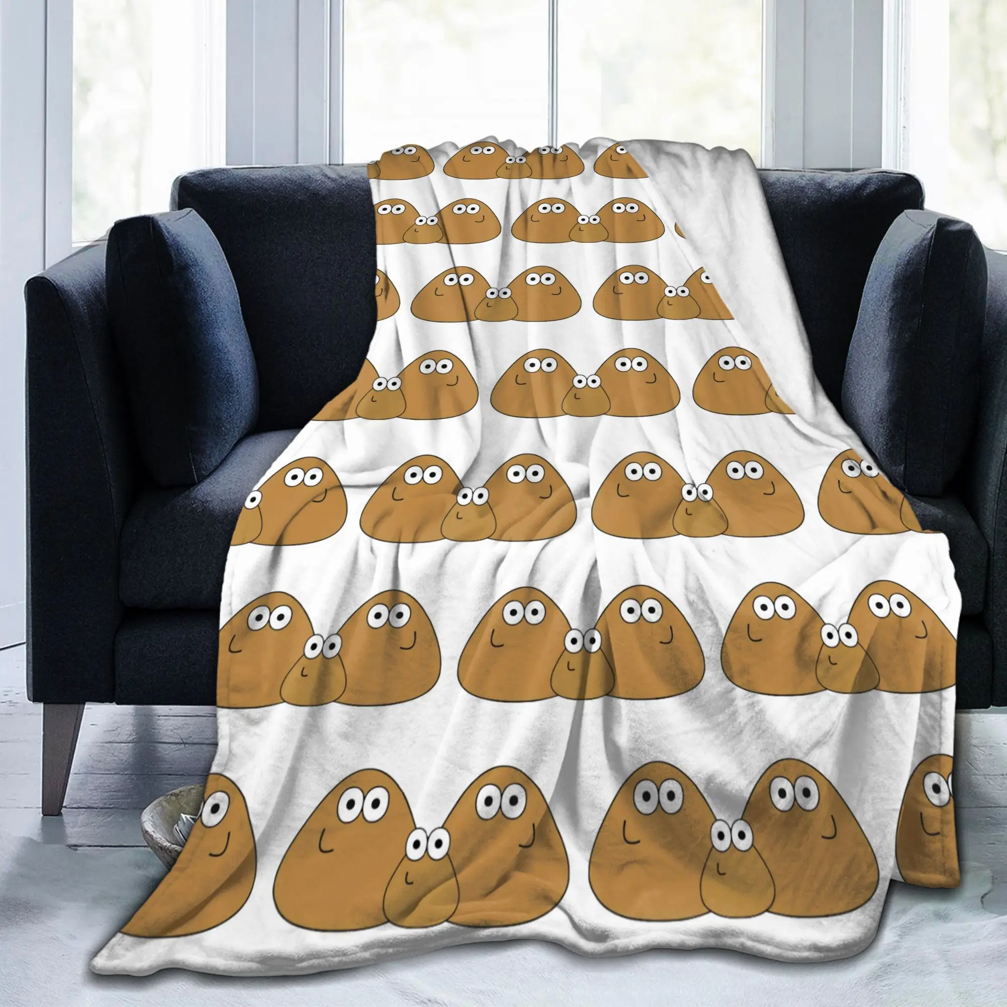 Virtual-Alien Pet P-Pou Blanket Cartoon Game Wool Awesome Warm Throw Blanket for Home Spring/Autumn Travel