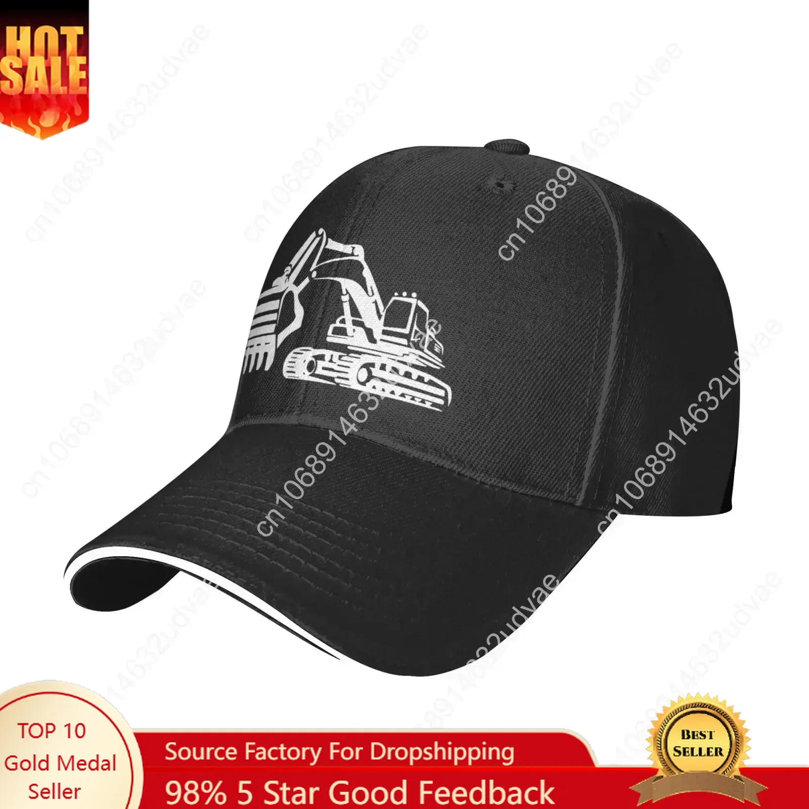 

Excavator for Boys Sandwich Cap Unisex Trucker Dad Hat Adjustable Casual Sports Sun Hat for Mens Womens Black