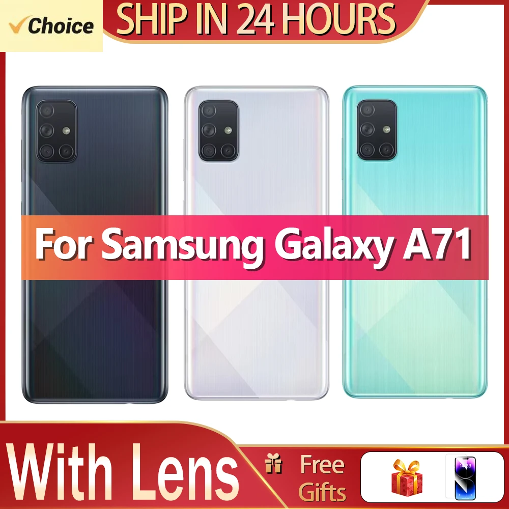 Para Samsung Galaxy A71 A715 Ultra cubierta trasera de batería Panel de vidrio puerta trasera funda carcasa lente de cámara reemplazar