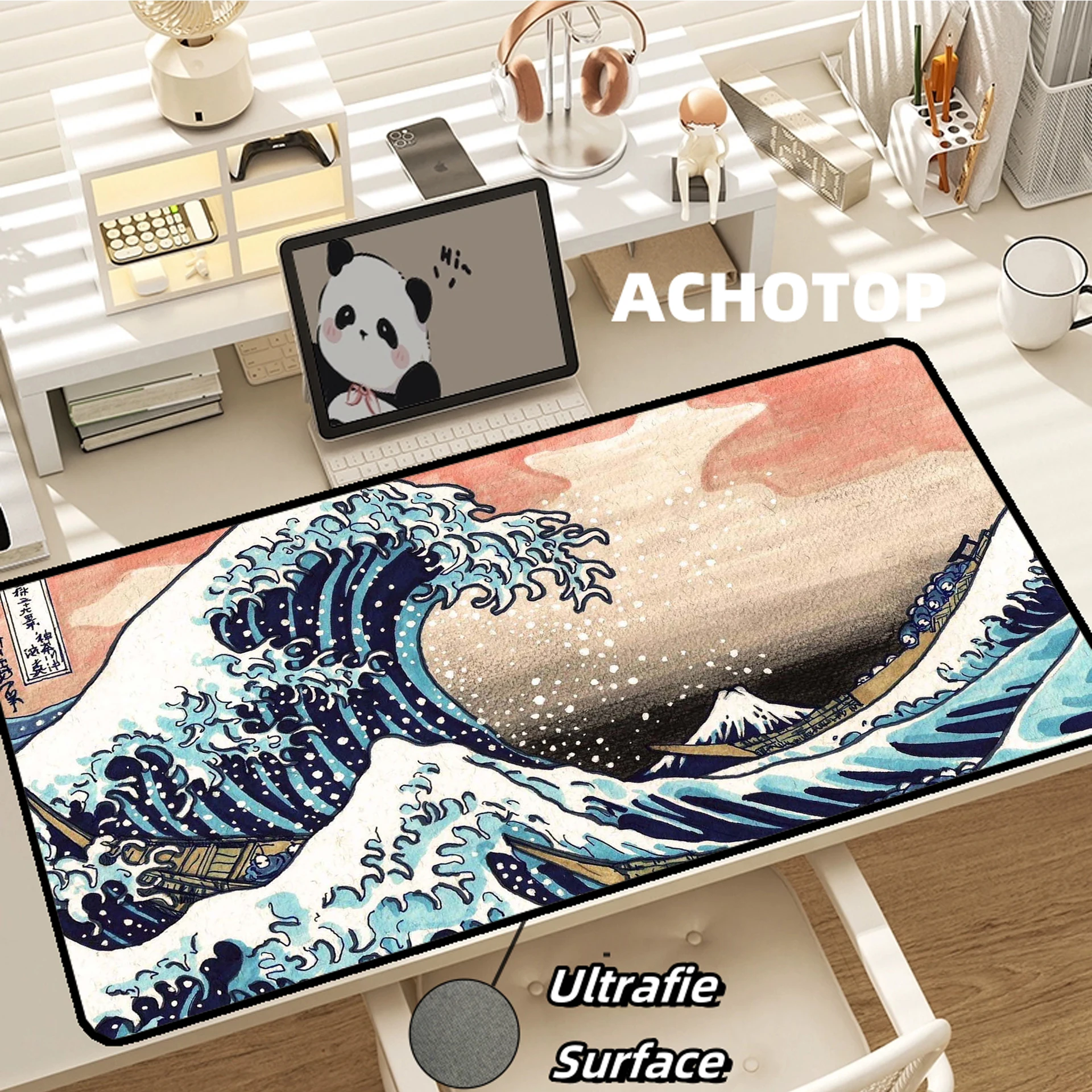 Ultrafine Surface Great Wave Large Mousepad 90x40cm Office Mouse Pad Gaming Carpet Locking Edge Mouse Mat Game Keyboard Pads