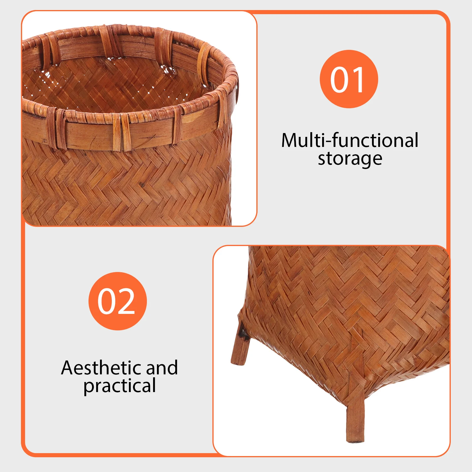 الخيزران المنسوجة حامل قلم خمر النمط الصيني منظم سطح المكتب لمقاطع الشاي ماكياج فرش القرطاسية تخزين كوب #1