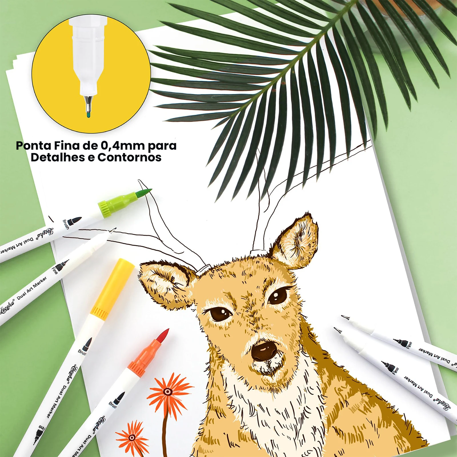 2 in 1 Professional Brush Pen Pen Pen and Thin Tip Kit for Lettering Handwriting and Drawing Color Pens Dual Tip for Air