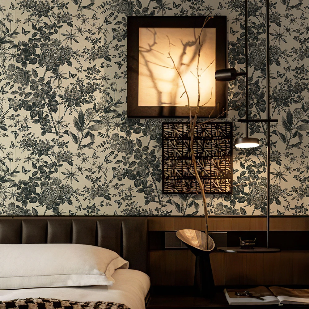 ورق حائط ذاتي اللصق على شكل زهرة ريترو مقاوم للاهتراء وقابل للإزالة لتزيين المنزل ورق حائط مقاوم للماء وقابل للتقشير واللصق