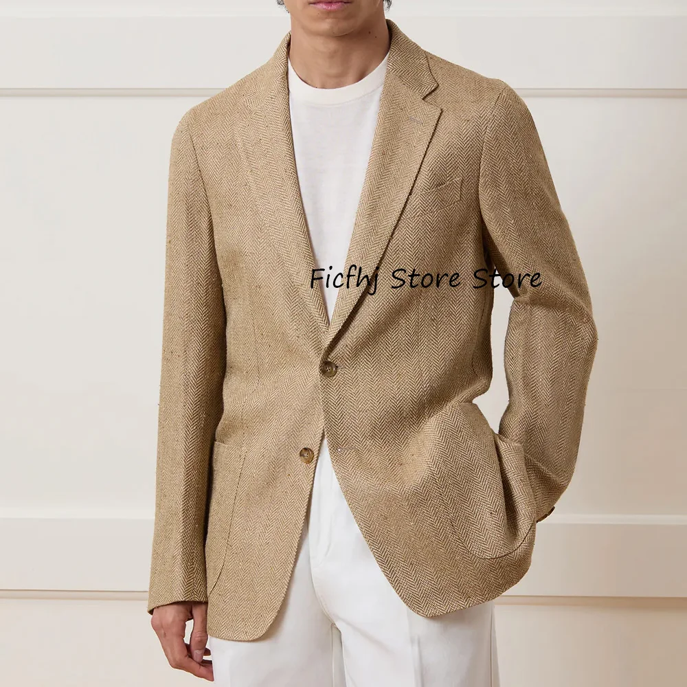 

Классические мужские пиджаки, мужские куртки высокого качества, повседневные куртки с двумя пуговицами из ткани «елочка», квадратные карманы, модные костюмы, блейзер