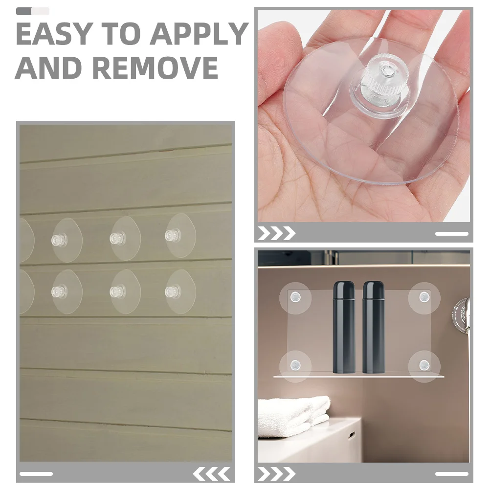 

8pcs Clear Plastic Sucker Pads Cups Heavy Duty Holder For Glass Window Bathroom Kitchen Tile Wall Shelf Towel Keys Wreath Decor