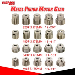 SURPASS HOBBY 5PCS 32DP 48DP 64DP M0.6 M0.8 Motor Gear Metal Pinion 12T-50T for 1/10 1/12 RC Car 3.175mm Shaft Motor 540 3650