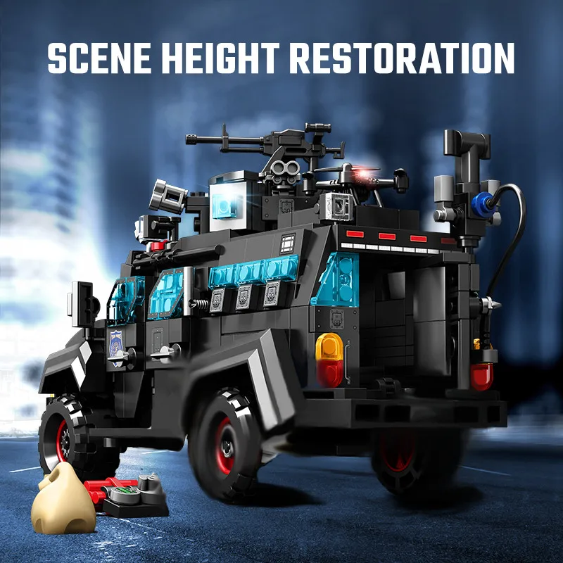كتل بناء مركبة SEMBO مقاومة للانفجار ، سلسلة MOC العسكرية ، طوب طراز السيارة ، ألعاب أطفال للأولاد ، هدايا عيد الميلاد